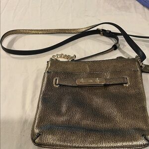 Coach Metallic Gold Crossbody Bag with Chain Detail